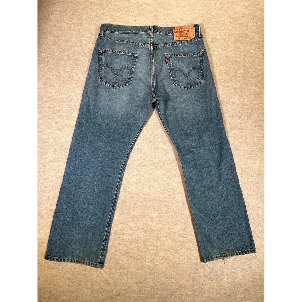 Levis 501 Original Fit Jeans Mens 36x30 Blue Denim Cotton Straight Leg High Rise